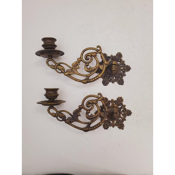 vintage Brass Wall Sconce Candle holder brass wall sconces candle sconces - Picture 1 of 10